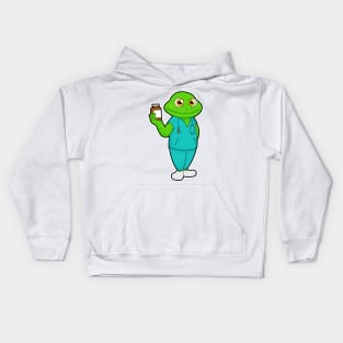 Frog as Nurse with Medicine & Stethoscope Kids Hoodie